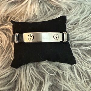 Men's Silver and Black Bracelet